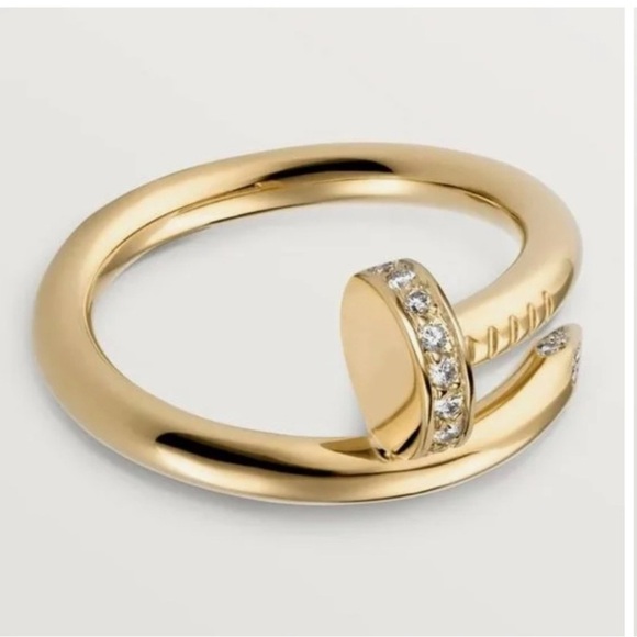 Gold Nail Bracelet & Ring w Zirconia 
Ring size 9 - Picture 2 of 9